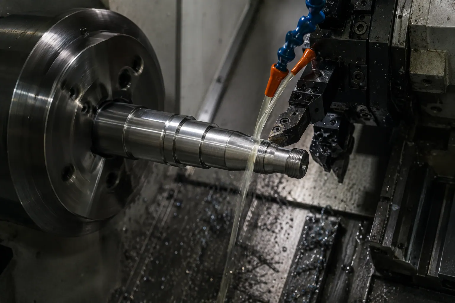 CNC Drehvorgang an einer Metallwelle