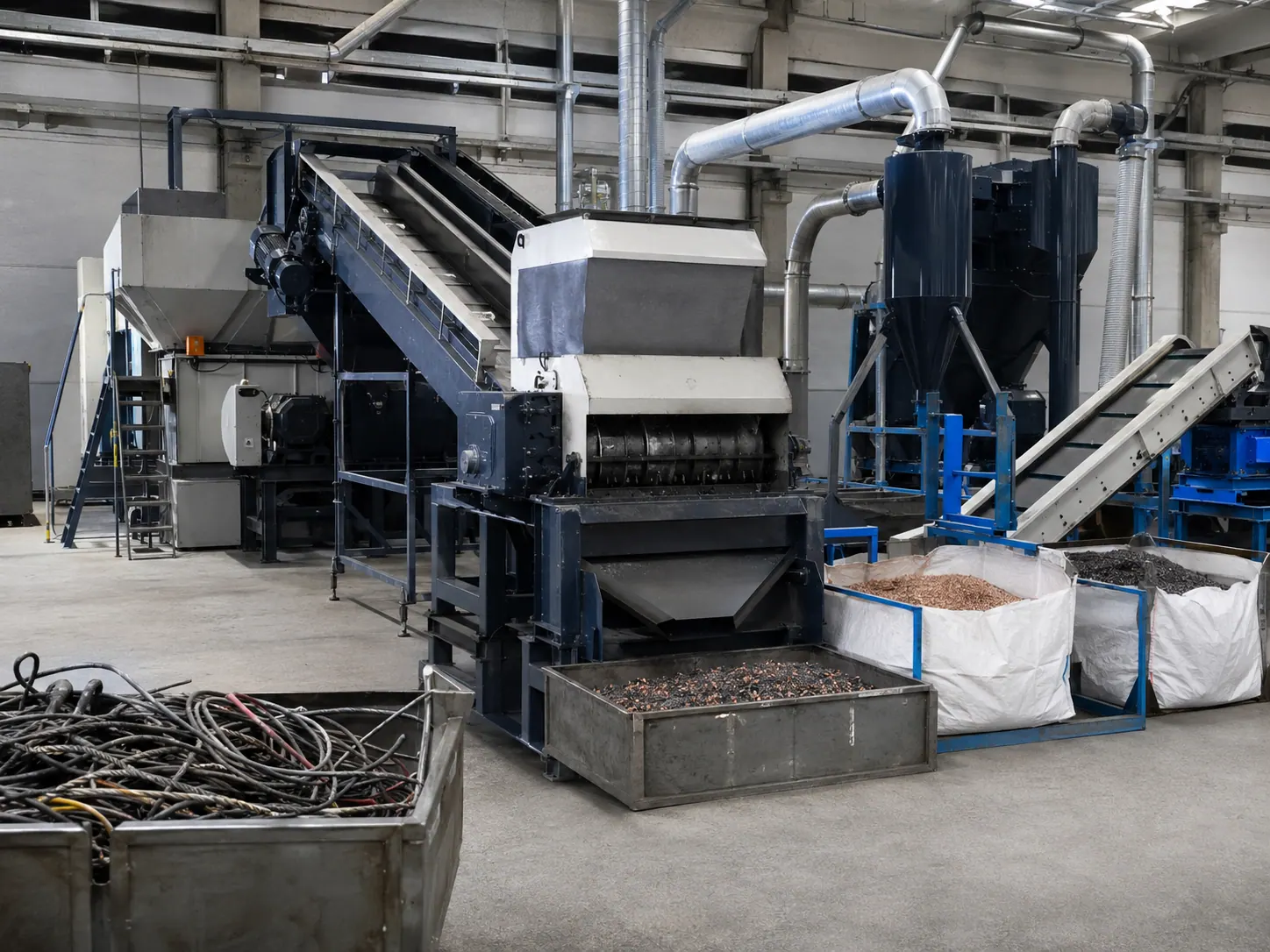 Kupferkabel-Recyclingmaschine in einer Industrieanlage