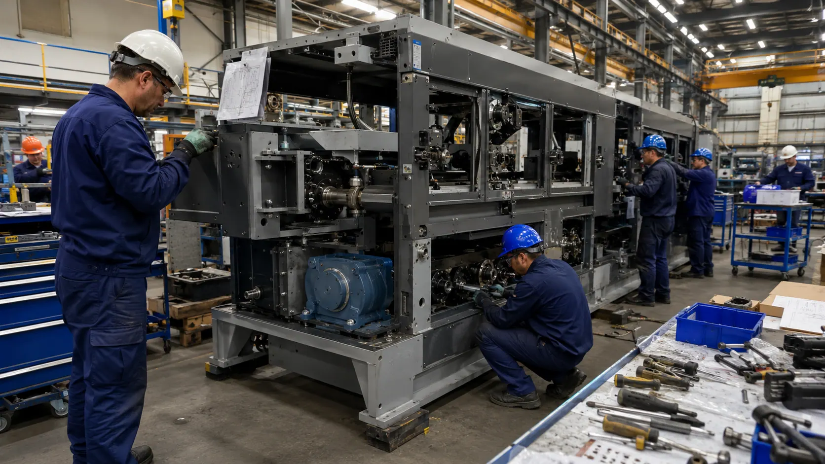 Die Montage der Industriemaschinen ist im Gange